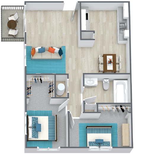 a floor plan of a bedroom with a bathroom and a living room